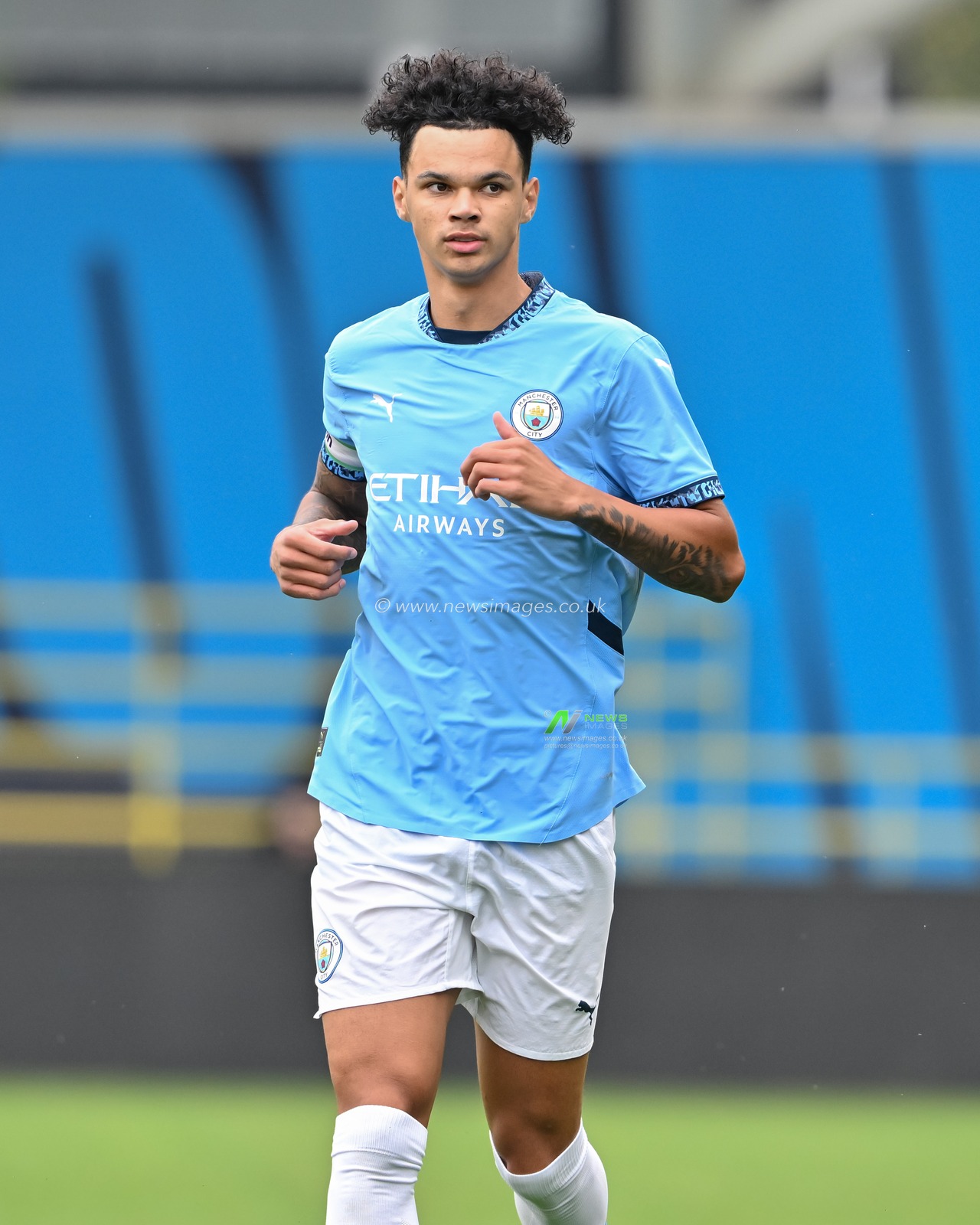 Nico O'Reilly of Manchester City during the Premier League 2 U23 match Manchester City vs Everton at Joie Stadium, Manchester, United Kingdom, 1st September 2024

(Photo by Cody Froggatt/News Images)