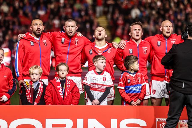 Mikey Lewis of Hull KR sings the National Anthem during the World Club Challenge 2026 match Hull KR vs Brisbane Broncos at MKM Stadium, Hull, United Kingdom on 19 February 2026

(Photo by Alfie Cosgrove/News Images)