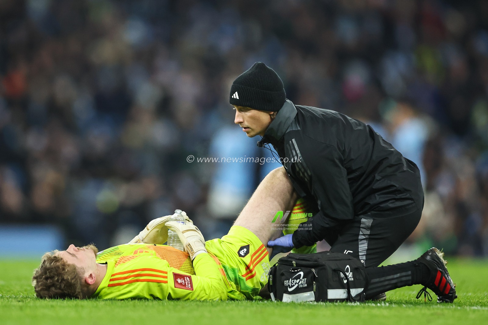 Matthew Young of Salford City receives treatment during the Emirates FA Cup 3rd Round match Manchester City vs Salford City at Etihad Stadium, Manchester, United Kingdom, 11th January 2025

(Photo by Mark Cosgrove/News Images)