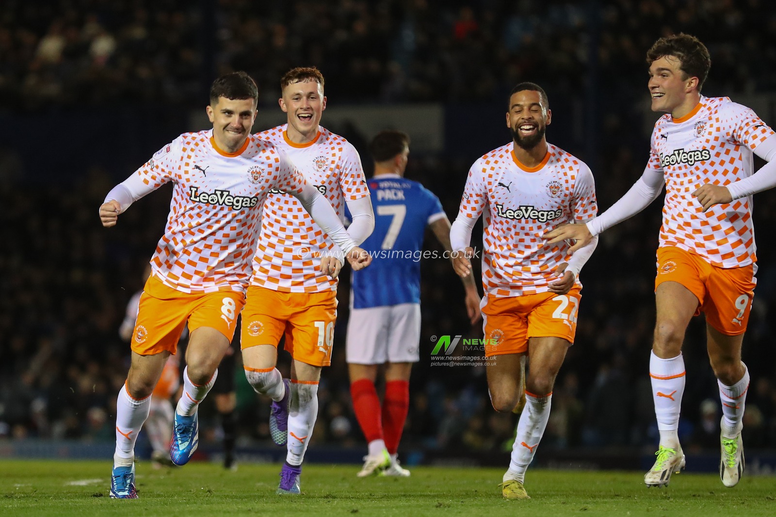 Albie Morgan #8 of Blackpool celebrates his goal to make it 0-4 during the Sky Bet League 1 match Portsmouth vs Blackpool at Fratton Park, Portsmouth, United Kingdom, 25th November 2023

(Photo by Gareth Evans/News Images)