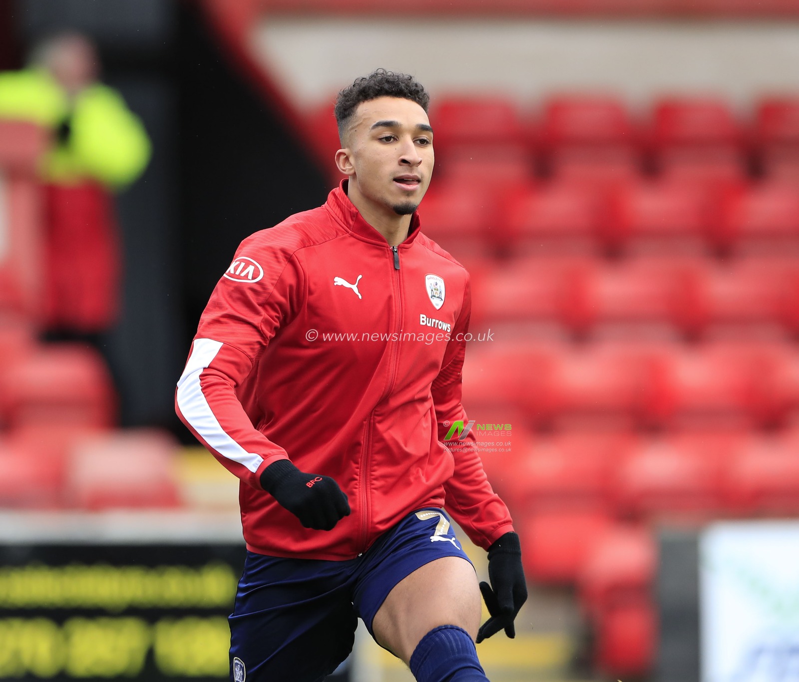 5th January 2020, Alexandra Stadium, Crewe, England; Emirates FA Cup, Crewe Alexandra v Barnsley : Jacob Brown (7) of Barnsley warms up for the game

Credit: Conor Molloy/News Images
