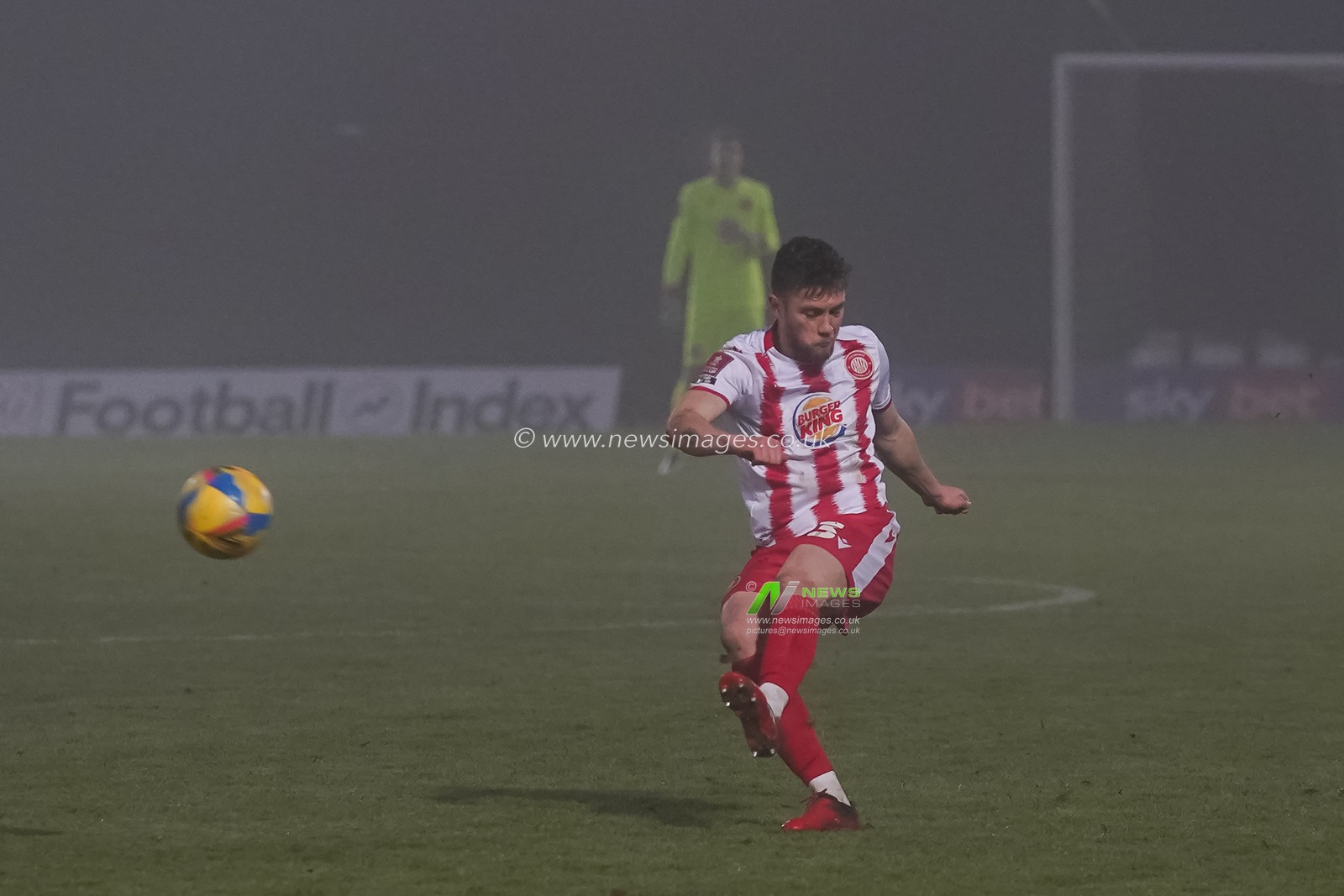 Ben Coker #3 of Stevenage has a shot on goal