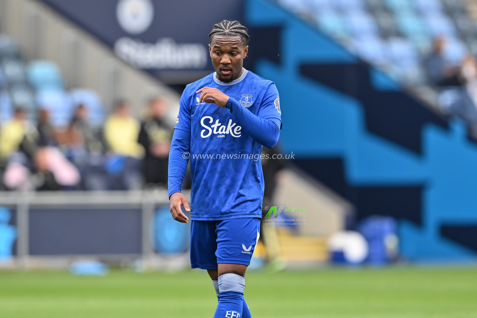 Omari Benjamin of Everton during the Premier League 2 U23 match Manchester City vs Everton at Joie Stadium, Manchester, United Kingdom, 1st September 2024

(Photo by Cody Froggatt/News Images)