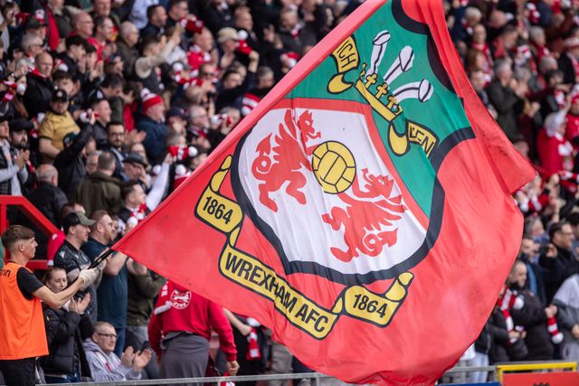 Wrexham flag during the Sky Bet League 1 match Wrexham vs Stockport County at SToK Cae Ras, Wrexham, United Kingdom, 22nd March 2025

(Photo by Nik Mesney/News Images)