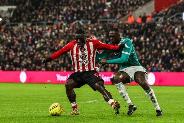 Brian Brobbey of Sunderland and Ibrahima Konate of Liverpool battle for the ball during the Premier League match Sunderland vs Liverpool at Stadium Of Light, Sunderland, United Kingdom on 11 February 2026

(Photo by Alfie Cosgrove/News Images)