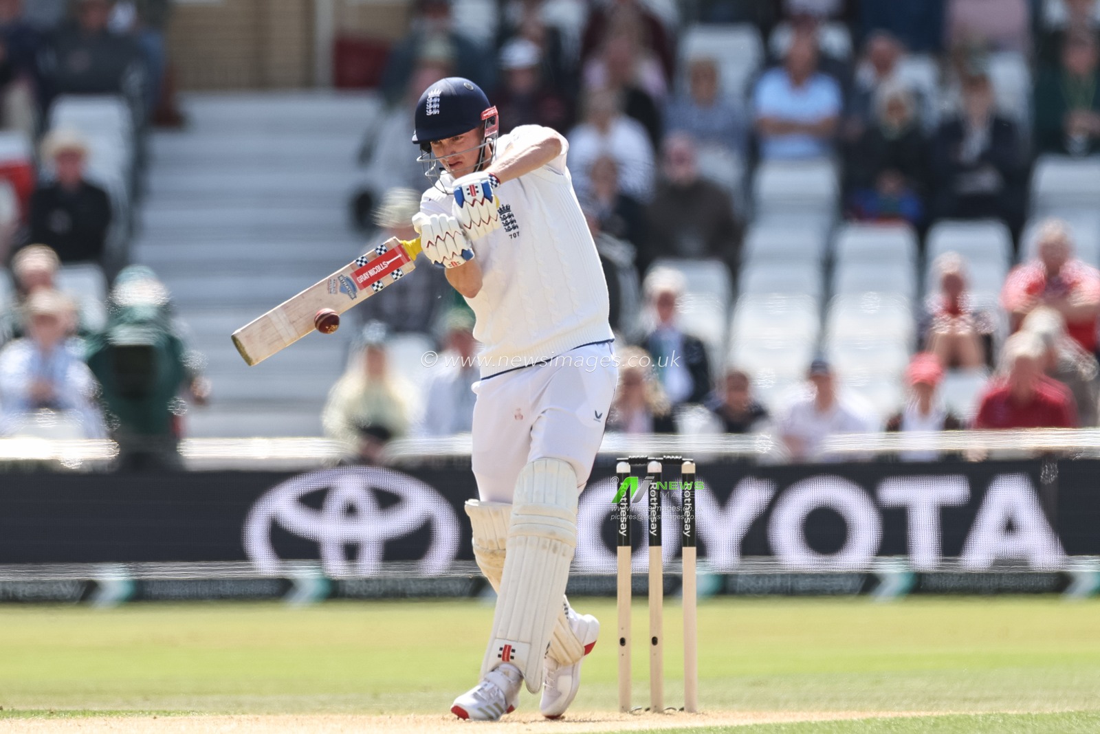 Harry Brook of England hits the ball for one run during the Rothesay Test Match Day 2 England vs Zimbabwe at Trent Bridge, Nottingham, United Kingdom, 23rd May 2025

(Photo by Mark Cosgrove/News Images)
