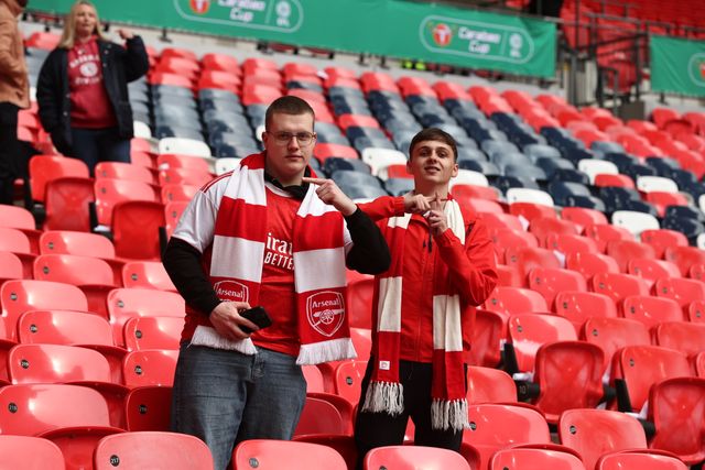 Arsenal fans in the stadium prior to kick off during the Carabao Cup Final match Arsenal vs Manchester City at Emirates, London, United Kingdom on 22 March 2026

(Photo by Alfie Cosgrove/News Images)