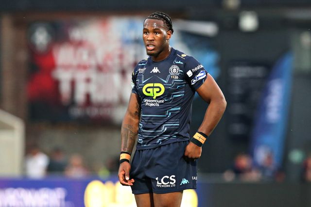 Junior Nsemba of Wigan Warriors during the Betfred Super League round 15 match Wakefield Trinity vs Wigan Warriors at DIY Kitchens Stadium, Wakefield, United Kingdom, 20th June 2025(Photo by Sam Eaden/News Images)