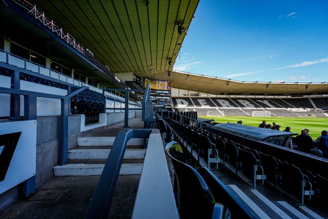 A general view of the pitch and stands during the Sky Bet Championship match Derby County vs Stoke City at Pride Park Stadium, Derby, United Kingdom on 06 April 2026

(Photo by Maynard Manyowa/News Images)