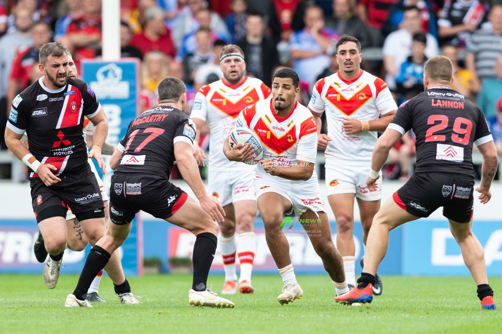 21st July 2019 ,  AJ Bell Stadium, Salford, England;  Betfred Super League, Round 23, Salford Red Devils vs Catalans Dragons ; Fouad Yaha of Catalans Dragons 

Credit: Richard Long/News Images