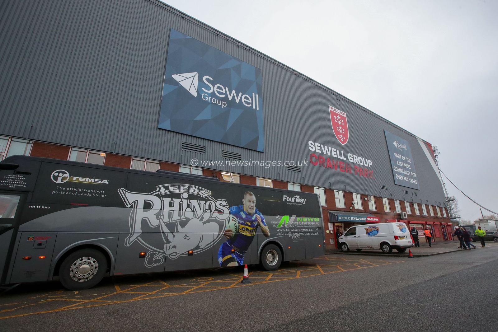 The Leeds Rhinos team bus arrives at The Sewell Group Craven Park Stadium ahead of the Betfred Super League Round 7 match Hull KR vs Leeds Rhinos at Sewell Group Craven Park, Kingston upon Hull, United Kingdom, 31st March 2023

(Photo by James Heaton/News Images)