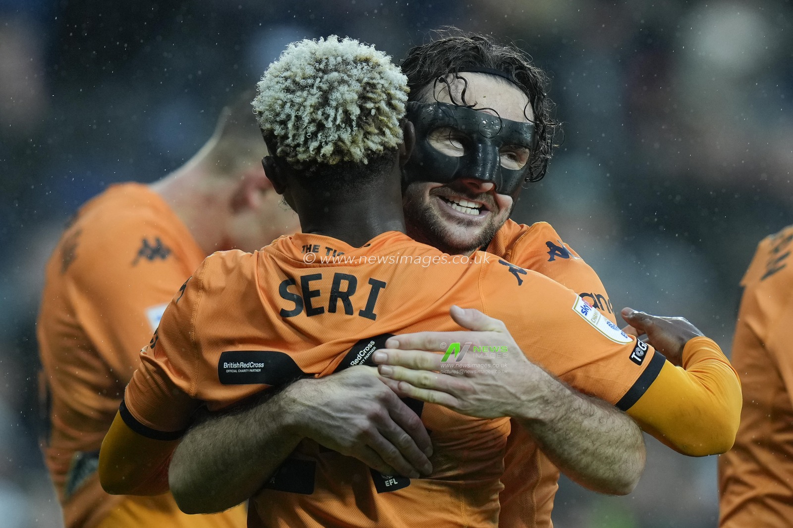 Lewis Coyle #2 of Hull City celebrates after scoring with Jean MichaÃ«l Seri #24 of Hull City during the Sky Bet Championship match West Bromwich Albion vs Hull City at The Hawthorns, West Bromwich, United Kingdom, 4th November 2023

(Photo by Steve Flynn/News Images)