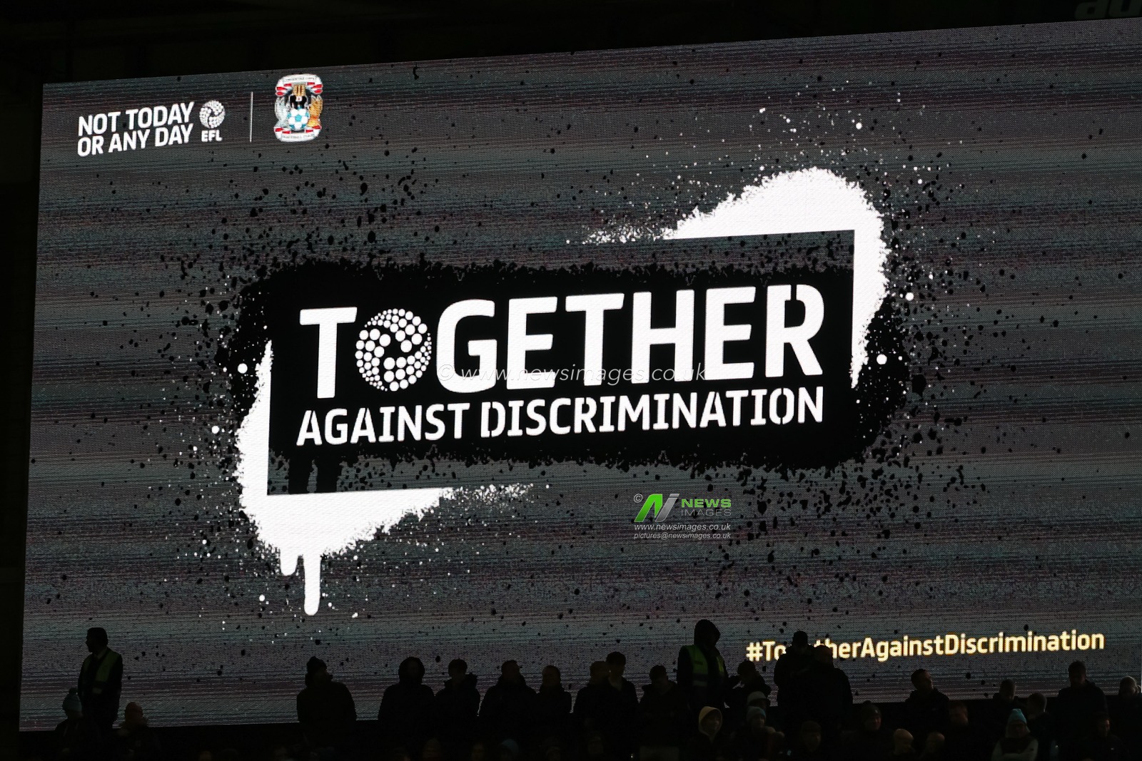 Together Against Discrimination AD during the Sky Bet Championship match Coventry City vs Ipswich Town at Coventry Building Society Arena, Coventry, United Kingdom, 29th December 2025

(Photo by Euan Manning/News Images)

*** GER AUT SUI OUT ***