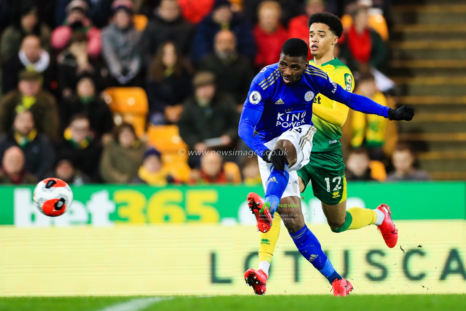 28th February 2020, Carrow Road, Norwich, England; Premier League, Norwich City v Leicester City : Kelechi Iheanacho (14) of Leicester City scores to give Leicester the lead, only for the goal to be disallowed following a VAR review
