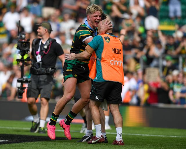 Henry Pollock of Northampton Saints celebrates following Northampton Saints win in the Gallagher PREM Final match Northampton Saints vs Exeter Chiefs at Allianz Stadium, Twickenham, United Kingdom on 20 June 2026.

(Photo by Alex Williamson/News Images)