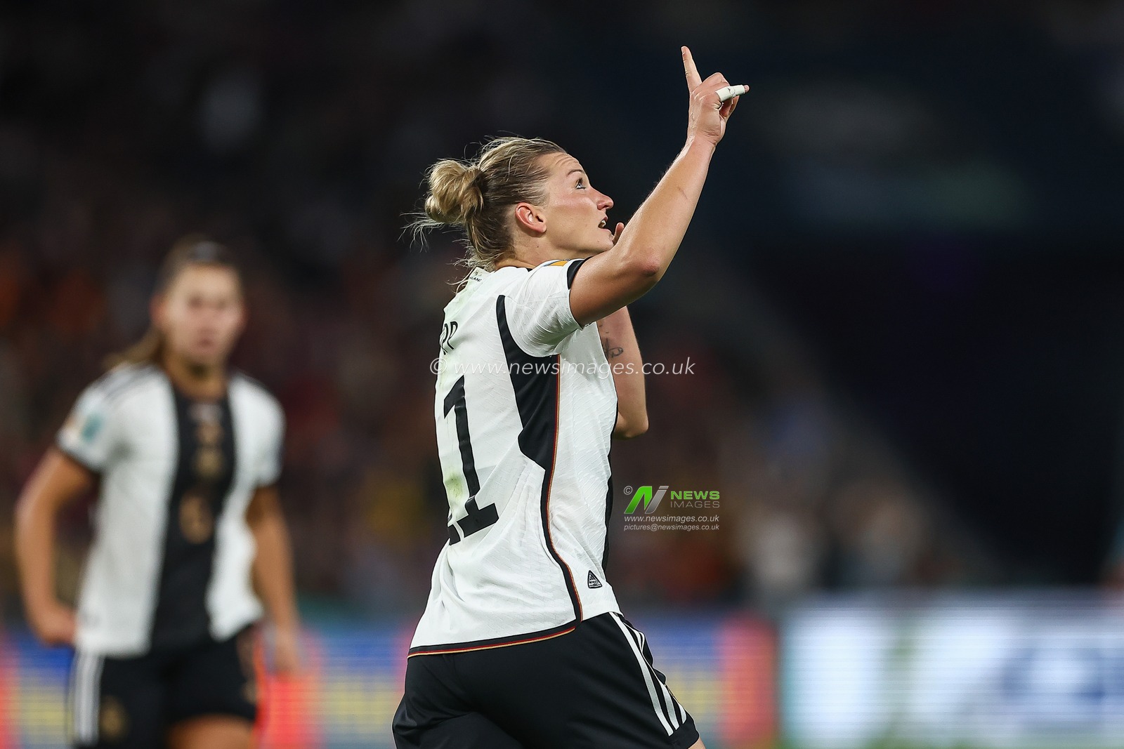Alexandra Popp #11 of Germany celebrates her goal to make it 1-1 during the FIFA Women's World Cup 2023 Group H South Korea Women vs Germany Women at Adelaide Oval, Adelaide, Australia, 3rd August 2023

(Photo by Patrick Hoelscher/News Images)