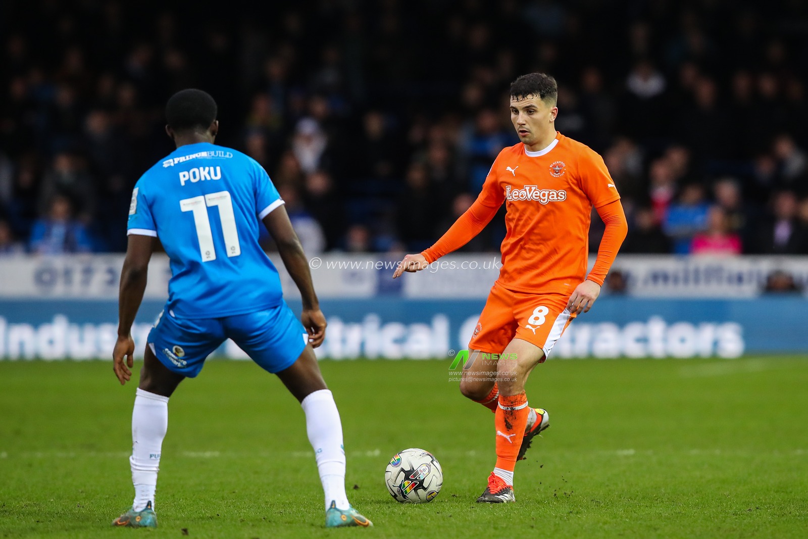 Albie Morgan of Blackpool in action during the Sky Bet League 1 match Peterborough United vs Blackpool at Weston Homes Stadium, Peterborough, United Kingdom, 17th February 2024

(Photo by Gareth Evans/News Images)