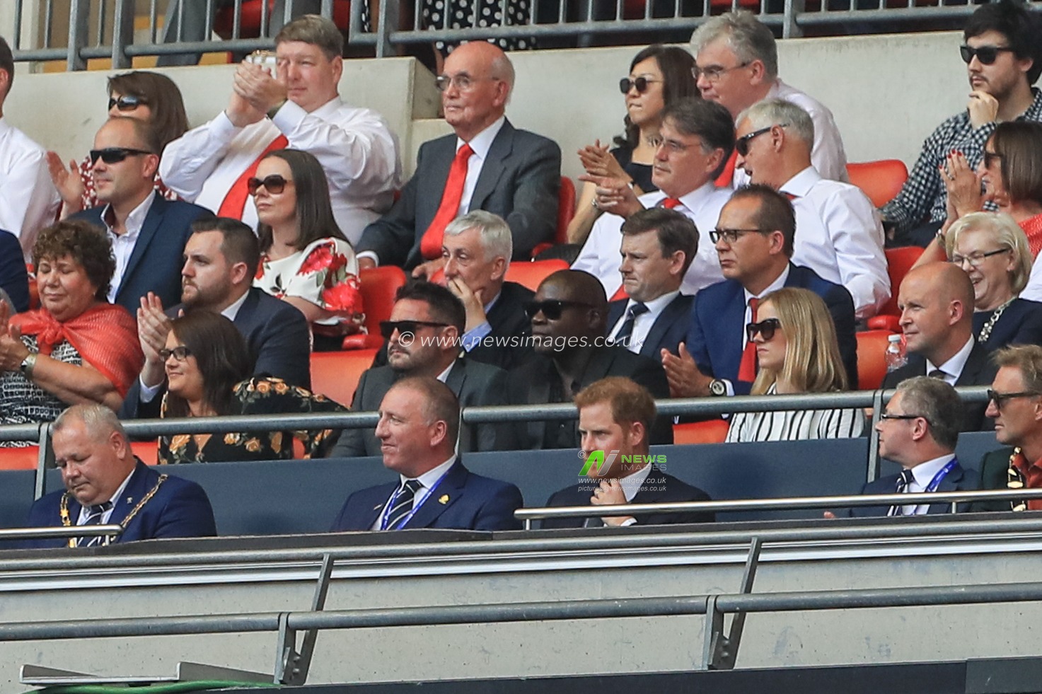 24th August 2019 , Wembley Stadium, London England ; 2019 Coral Challenge Cup Final ; St Helens vs Warrington Wolves ; Prince Harry The Duke of Sussex watches the game 



Credit: Mark Cosgrove/News Images