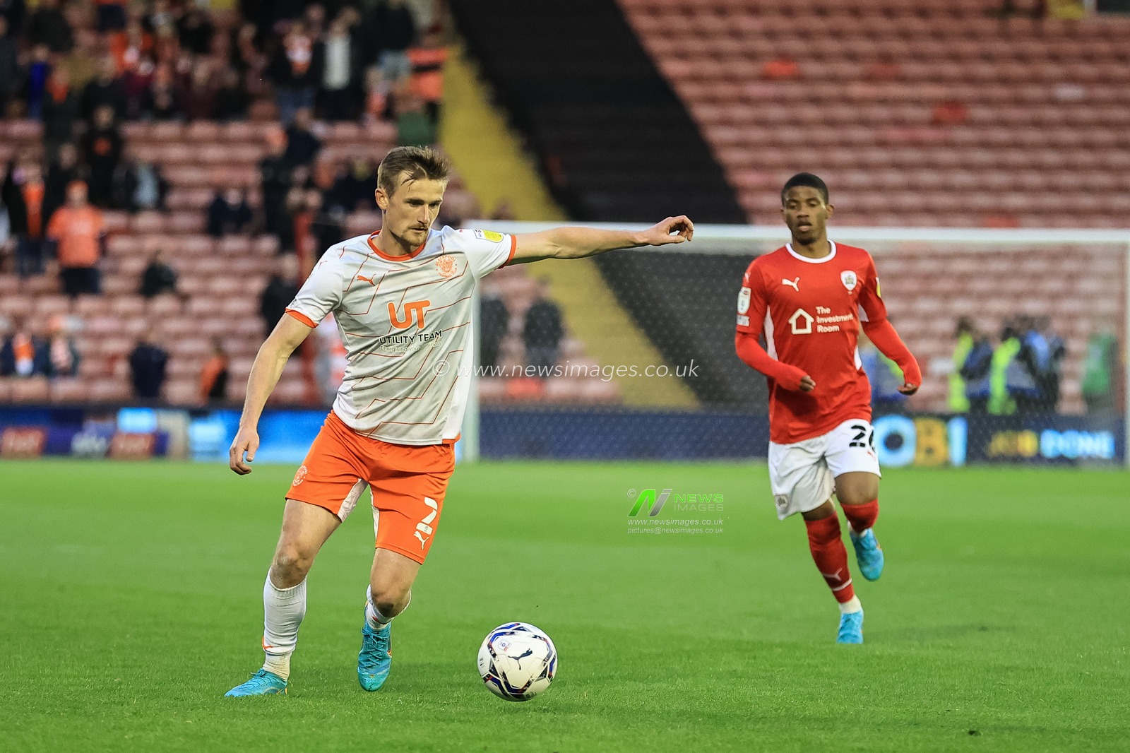Callum Connolly #2 of Blackpool crosses the ball