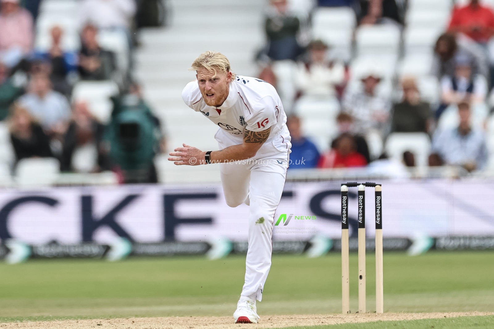 England captain Ben Stokes delivers the ball during the Rothesay Test Match Day 3 England vs Zimbabwe at Trent Bridge, Nottingham, United Kingdom, 24th May 2025

(Photo by Mark Cosgrove/News Images)