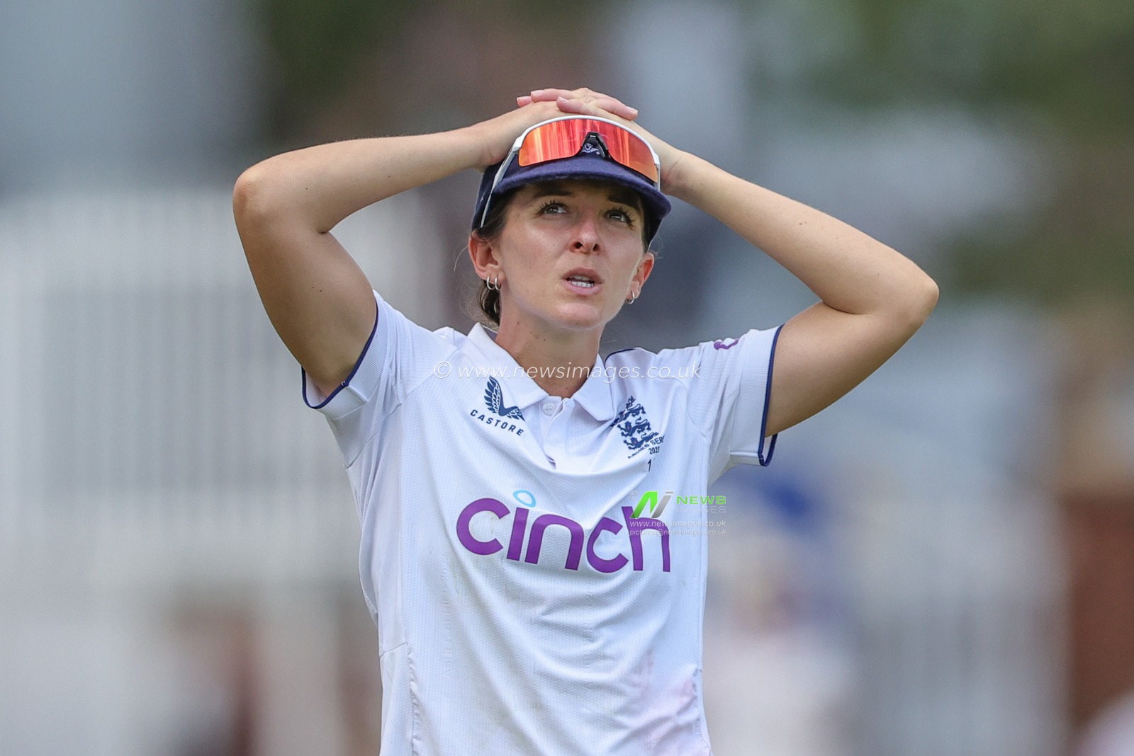 Kate Cross of England reacts during the Metro Bank Women's Ashes 2023 match England vs Australia at Trent Bridge, Nottingham, United Kingdom, 22nd June 2023

(Photo by Mark Cosgrove/News Images)
