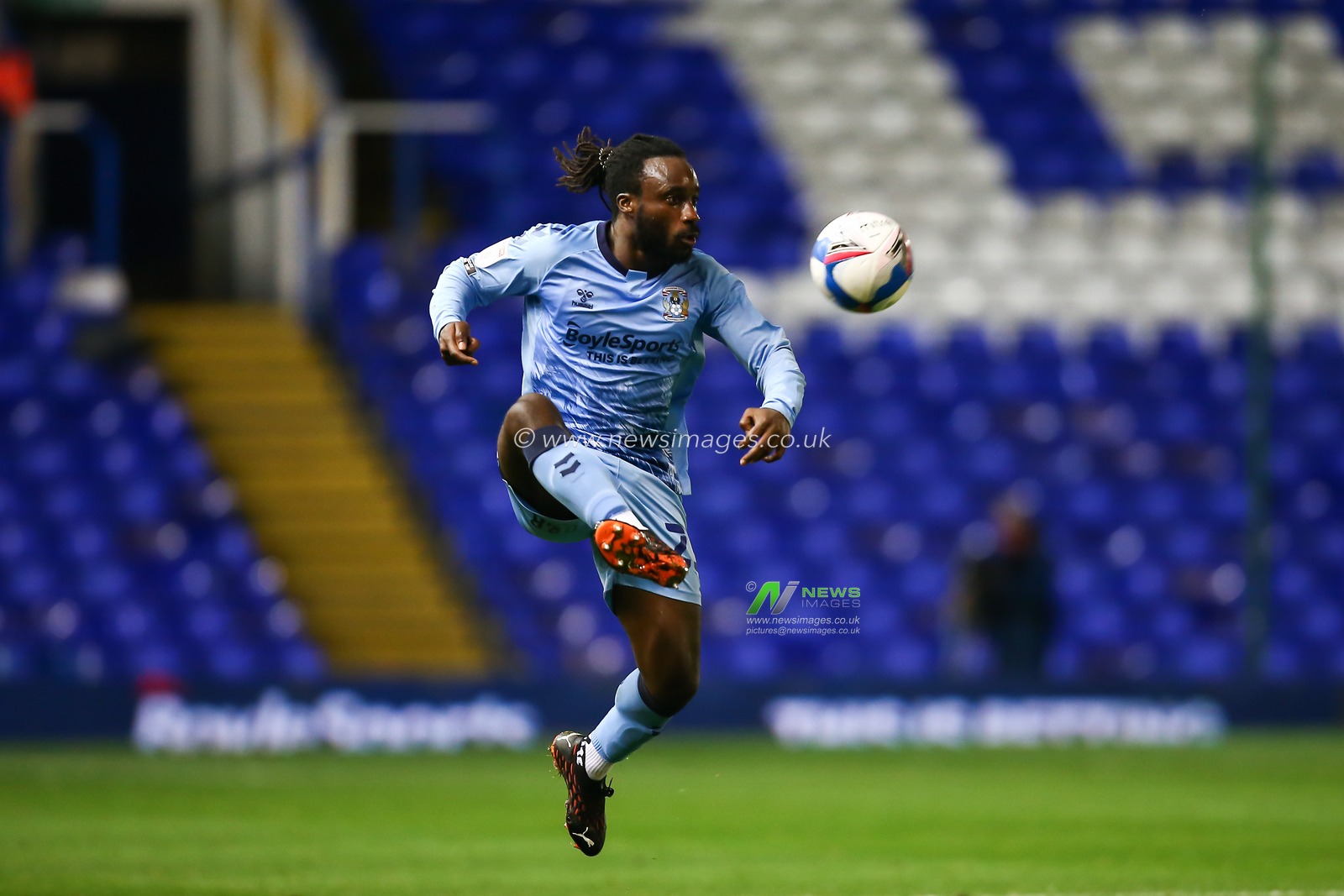 Fankaty Dabo #23 of Coventry City controls the ball in the air