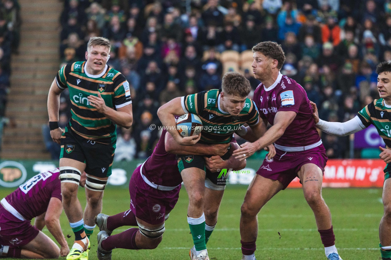 during the Gallagher Premiership match Northampton Saints vs Sale Sharks at Cinch Stadium at Franklin's Gardens, Northampton, United Kingdom, 20th December 2025

(Photo by Craig Evans/News Images)

*** GER AUT SUI OUT ***