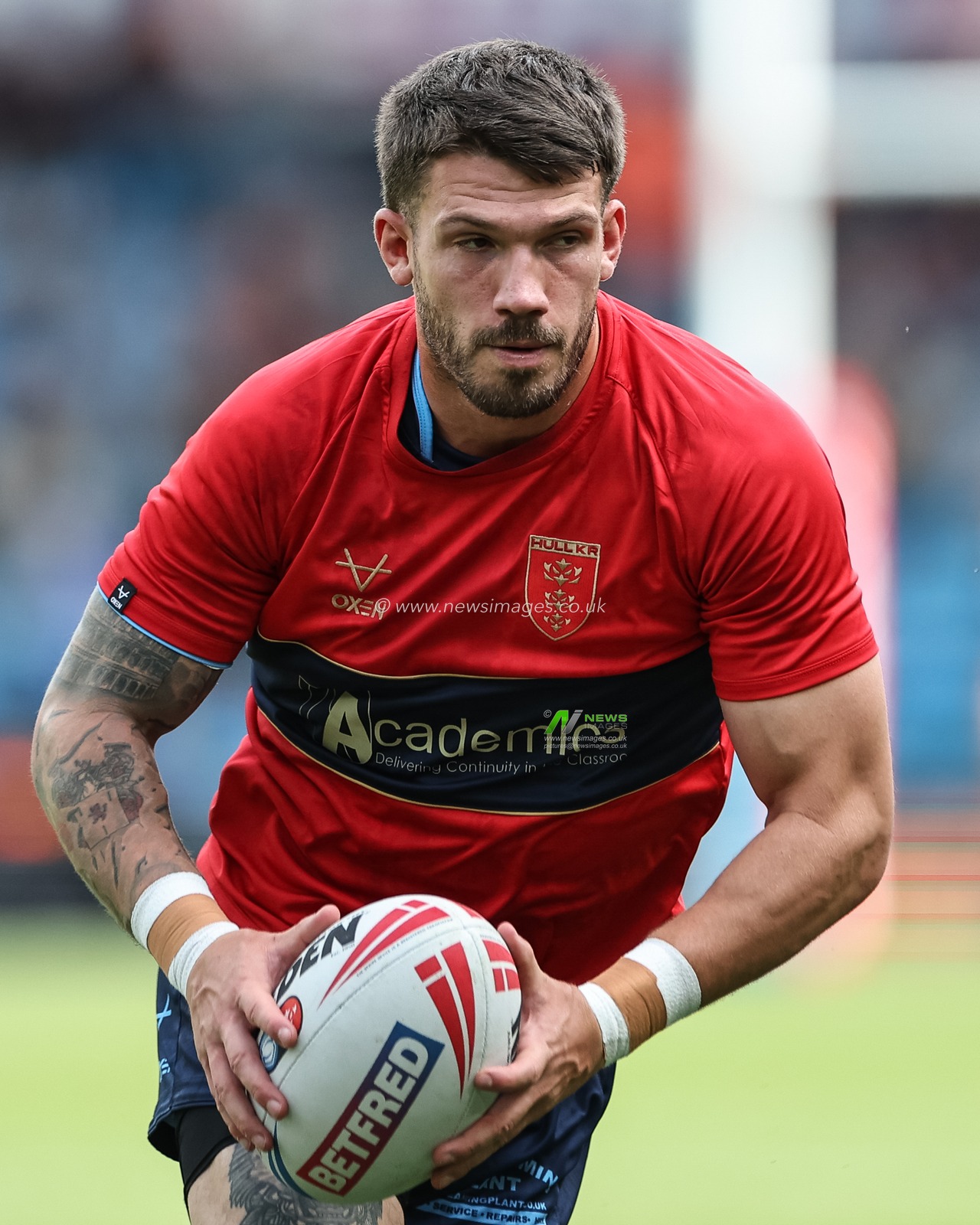 Oliver Gildart of Hull KR in the pre-game warm up during the Magic Weekend match Catalans Dragons vs Hull KR at Elland Road, Leeds, United Kingdom, 18th August 2024

(Photo by Mark Cosgrove/News Images)