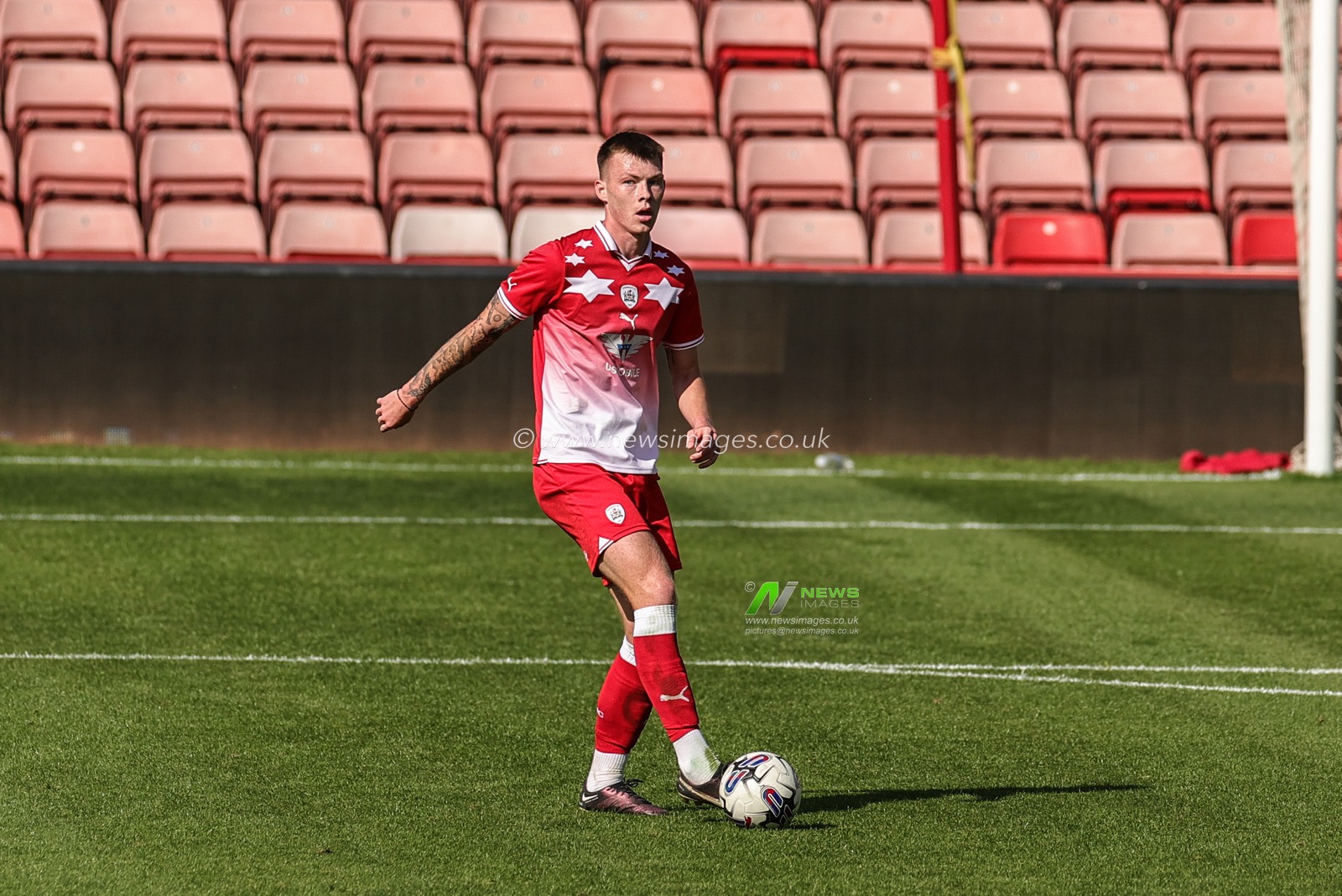Kacper Lopata #4 of Barnsley in action during the Pre-season friendly match Barnsley vs Crewe Alexandra at Oakwell, Barnsley, United Kingdom, 29th July 2023

(Photo by Mark Cosgrove/News Images)