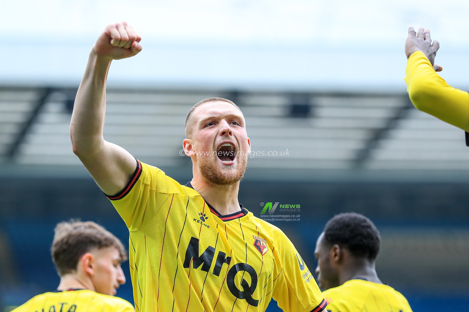 Mattie Pollock of Watford celebrates after making it 1-0 during the Sky Bet Championship match Blackburn Rovers vs Watford at Ewood Park, Blackburn, United Kingdom, 26th April 2025

(Photo by Jorge Horsted/News Images)