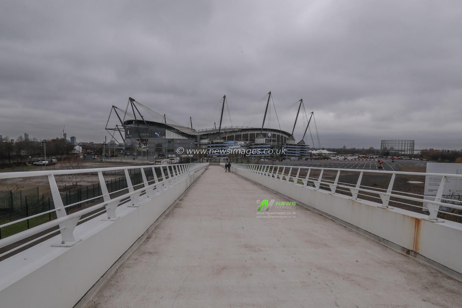 23rd November 2019, Etihad Stadium, Manchester, England; Premier League, Manchester City v Chelsea : A view of the Etihad Stadium from Sports City bridge 

Credit: Mark Cosgrove/News Images