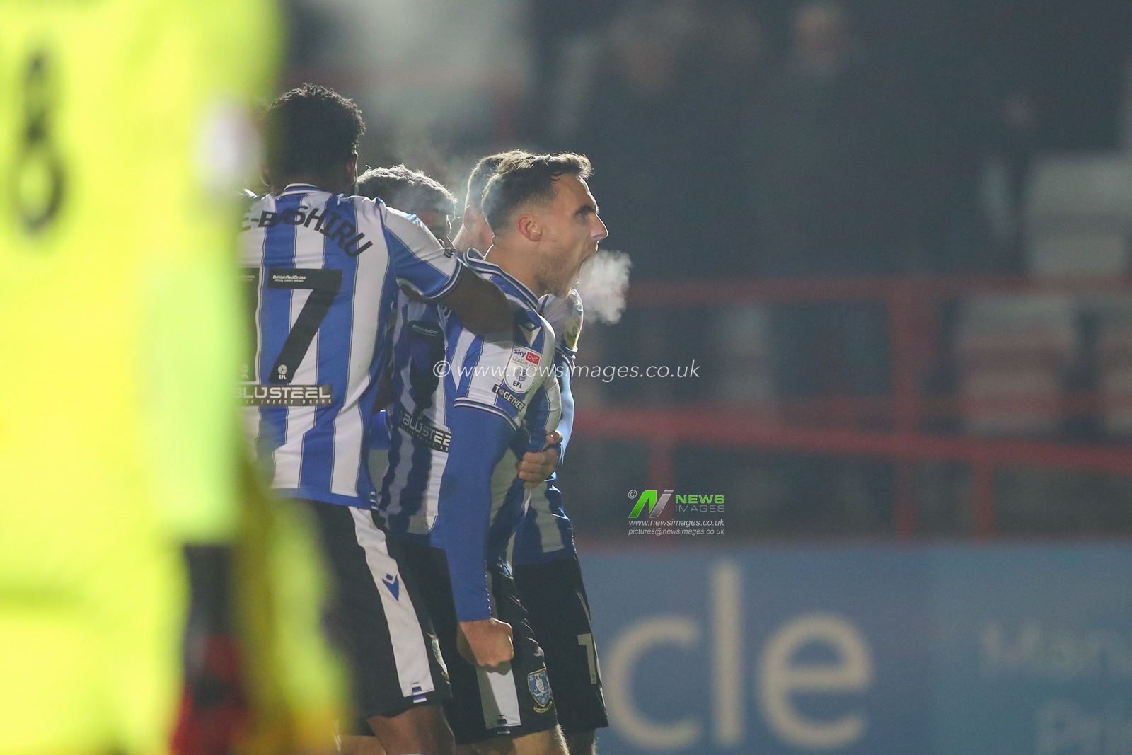 Lee Gregory #9 of Sheffield Wednesday celebrates Callum Paterson #13 of Sheffield Wednesday goal to make it 1-1 during the Sky Bet League 1 match Exeter City vs Sheffield Wednesday at St James' Park, Exeter, United Kingdom, 10th December 2022

(Photo by Gareth Evans/News Images)