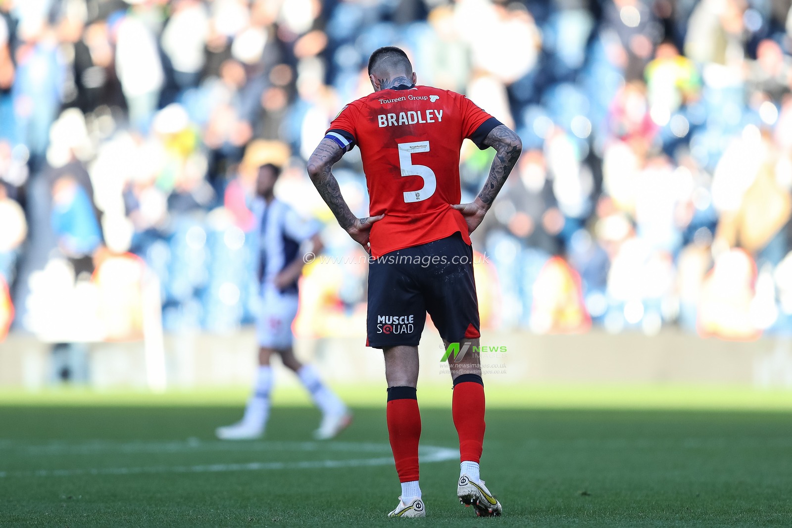 Sonny Bradley #5 of Luton Town looks dejected after the Sky Bet Championship match West Bromwich Albion vs Luton Town at The Hawthorns, West Bromwich, United Kingdom, 8th October 2022

(Photo by Gareth Evans/News Images)
