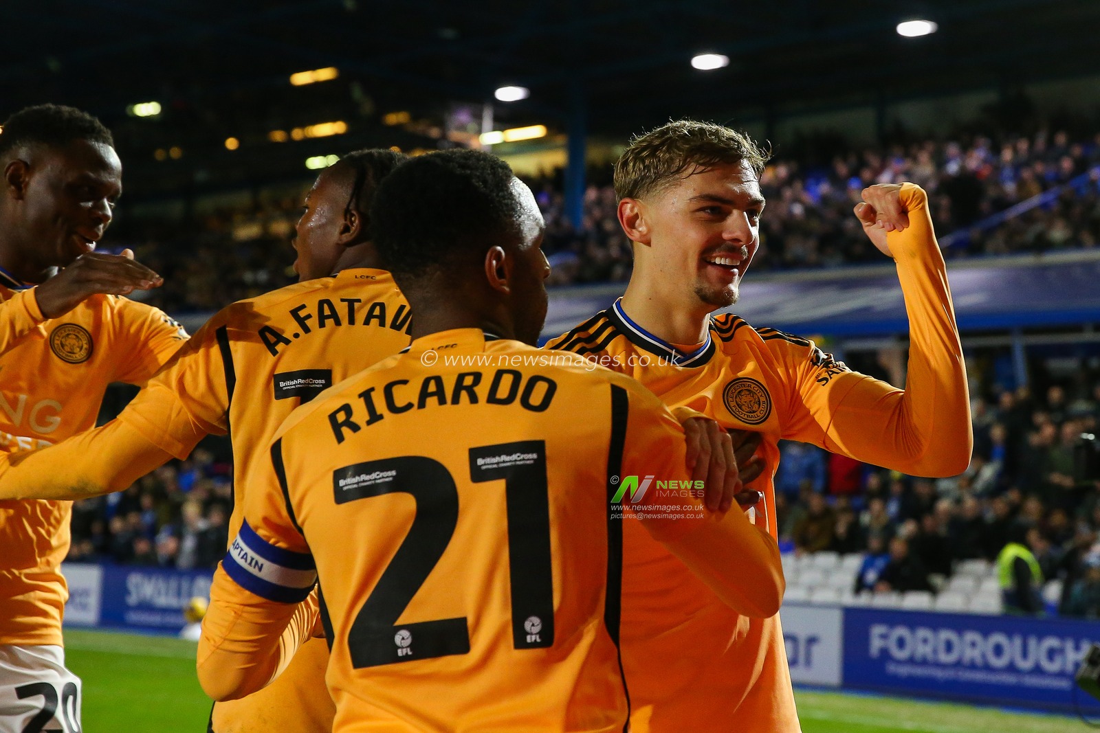 Kiernan Dewsbury-Hall #22 of Leicester City celebrates his sides goal to make it 0-1 during the Sky Bet Championship match Birmingham City vs Leicester City at St Andrews, Birmingham, United Kingdom, 18th December 2023

(Photo by Gareth Evans/News Images)