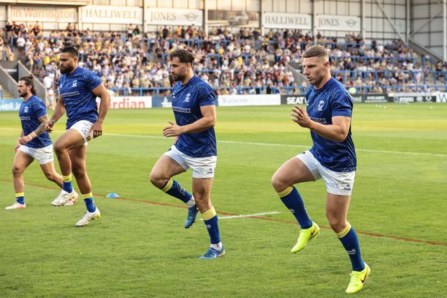 George Williams of Warrington Wolves in the pre-game warm up during the Betfred Super League round 23 match Warrington Wolves vs York Knights at The Halliwell Jones Stadium, Warrington, United Kingdom on 13 August 2026

(Photo by Mark Cosgrove/News Images)