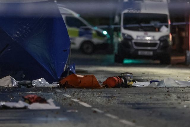 Forensic tents are still in place and emergency kit strewn across the road during the Manchester synagogue terror attack day 2 at Heaton Park Shul, Manchester, United Kingdom, 3rd October 2025

(Photo by Mark Cosgrove/News Images)