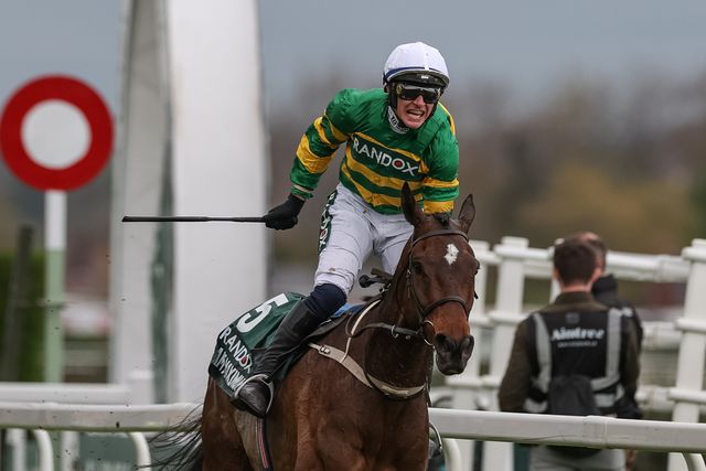 Paul Townend wins the 16:00 Randox Grand National Handicap Chase on I Am Maximus during the Randox Grand National Day 2024 at Aintree Racecourse, Liverpool, United Kingdom, 13th April 2024

(Photo by Mark Cosgrove/News Images)