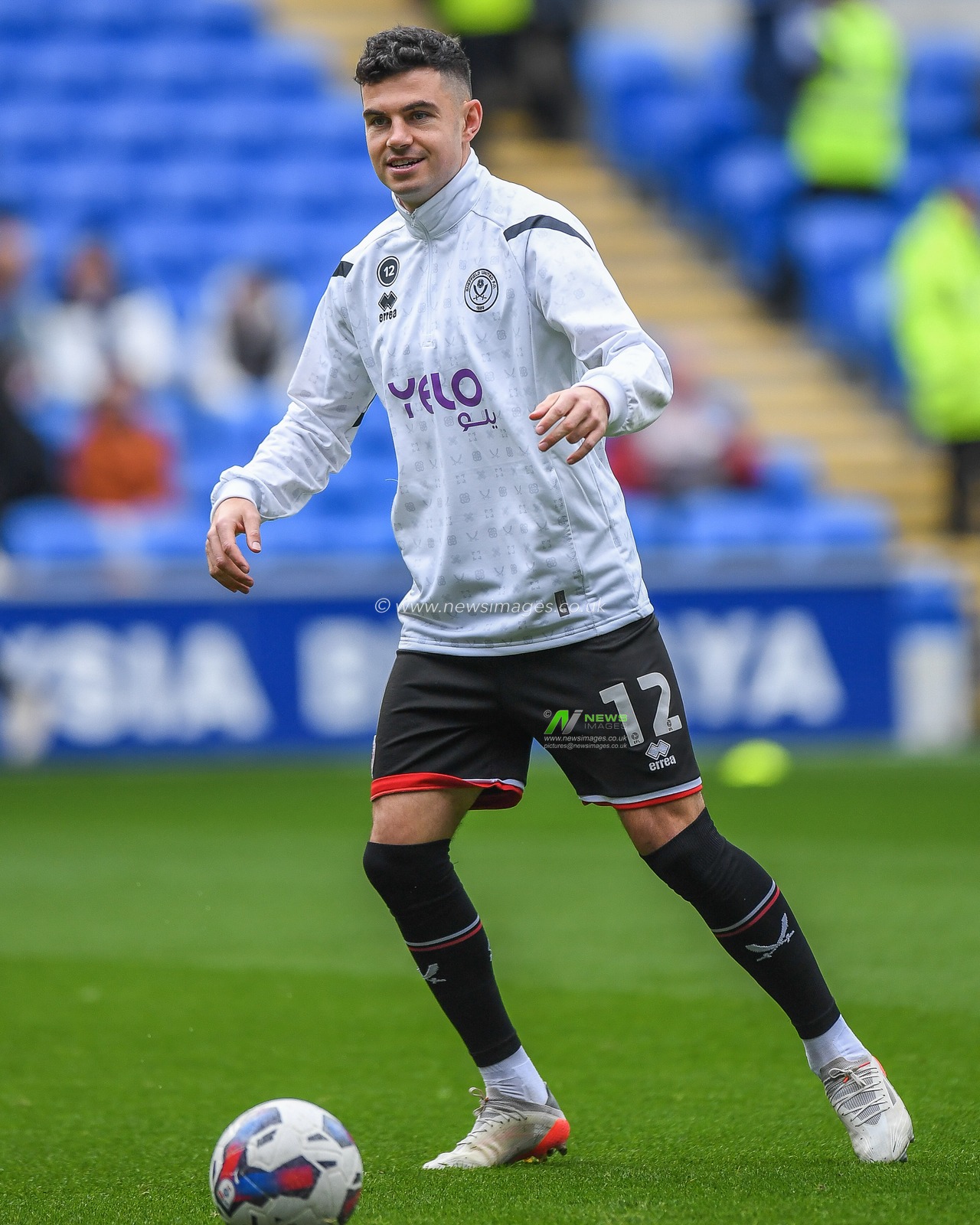John Egan #12 of Sheffield United during the pre-game warmup during the Sky Bet Championship match Cardiff City vs Sheffield United at Cardiff City Stadium, Cardiff, United Kingdom, 12th November 2022

(Photo by Mike Jones/News Images)