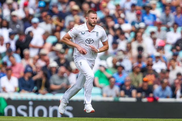 Gus Atkinson of England bowls during the 5th Rothesay Test Match Day 3 England vs India at The Kia Oval, London, United Kingdom, 2nd August 2025

(Photo by Izzy Poles/News Images)