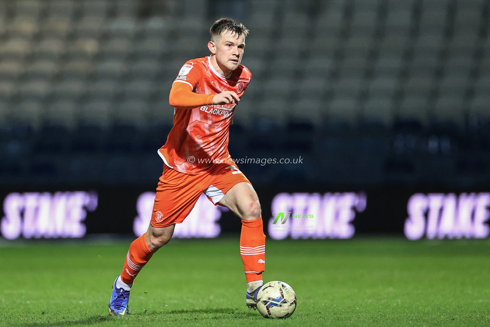 Jordan Thorniley #34 of Blackpool in action during the game