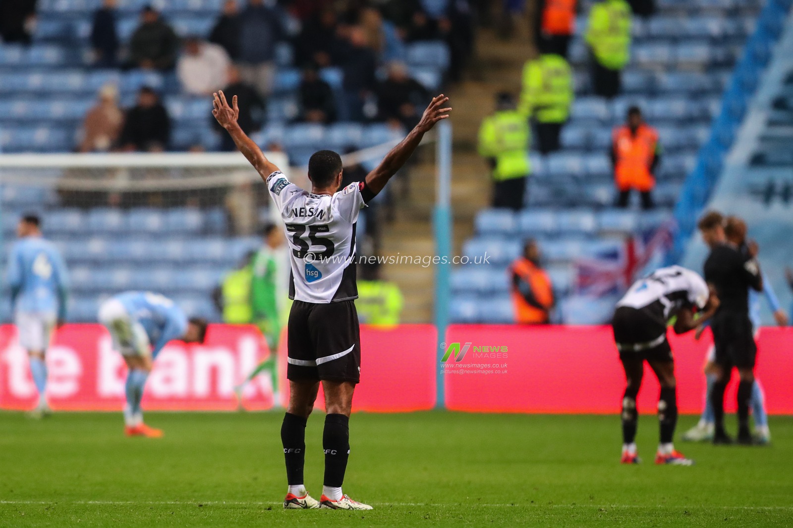 Curtis Nelson of Derby County celebrates his teams win after the Sky Bet Championship match Coventry City vs Derby County at Coventry Building Society Arena, Coventry, United Kingdom, 6th November 2024

(Photo by Gareth Evans/News Images)