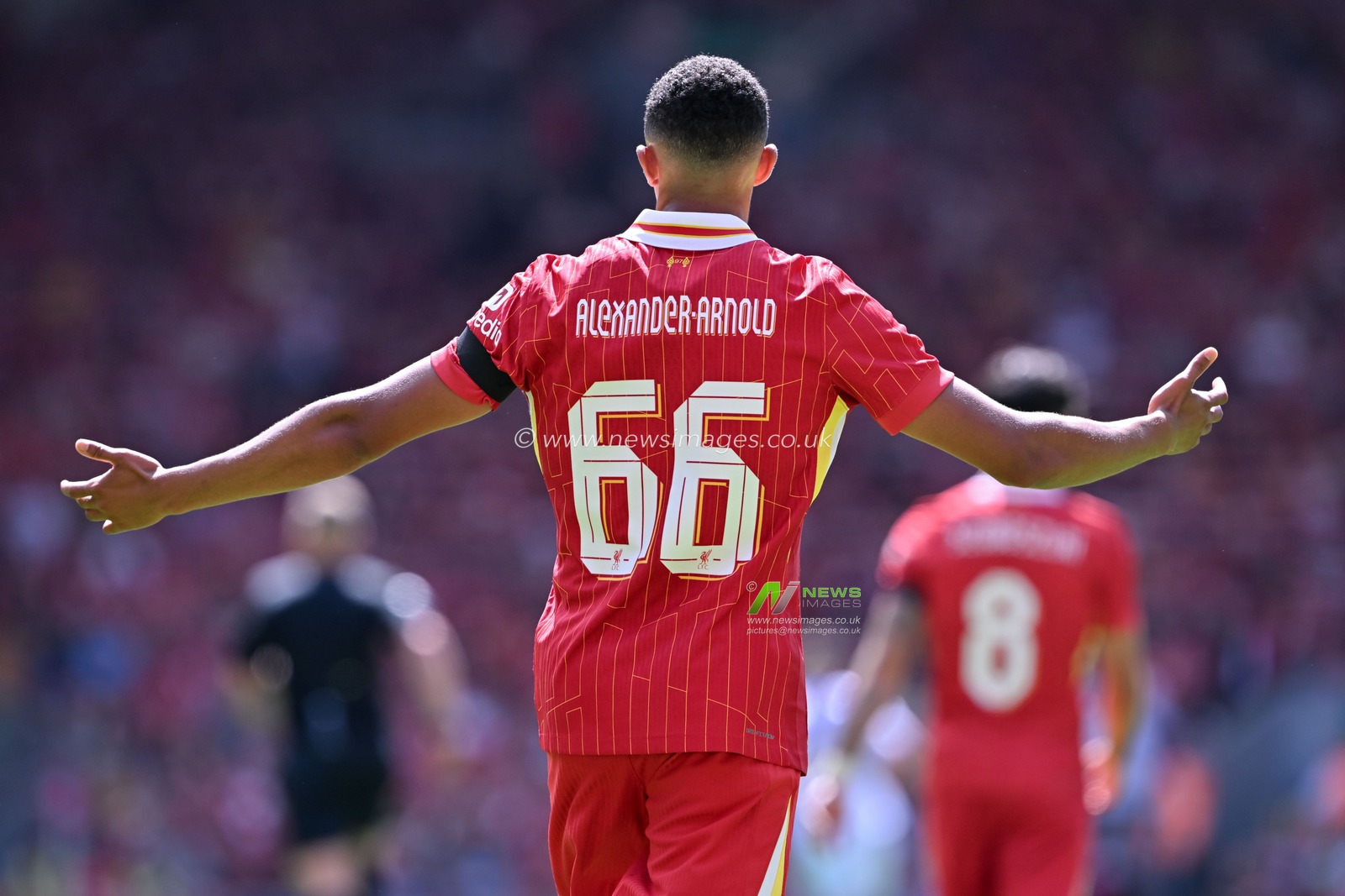 Trent Alexander-Arnold of Liverpool reacts during the Pre-season friendly match Liverpool vs Sevilla at Anfield, Liverpool, United Kingdom, 11th August 2024

(Photo by Cody Froggatt/News Images)