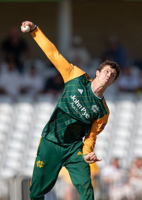 Calvin HARRISON of Nottingham Outlaws bowling during the Royal London One-day Cup match Nottinghamshire vs Essex at Trent Bridge, Nottingham, United Kingdom, 11th August 2024

(Photo by Mark Dunn/News Images)