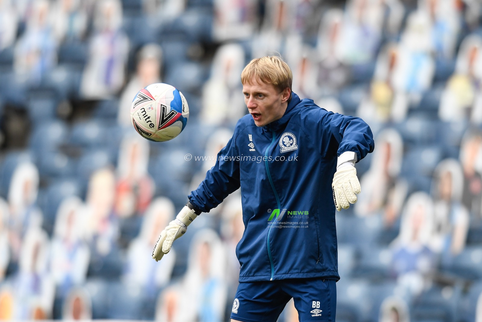 Ben Benson goalkeeping coach of Blackburn Rovers leading the warm up