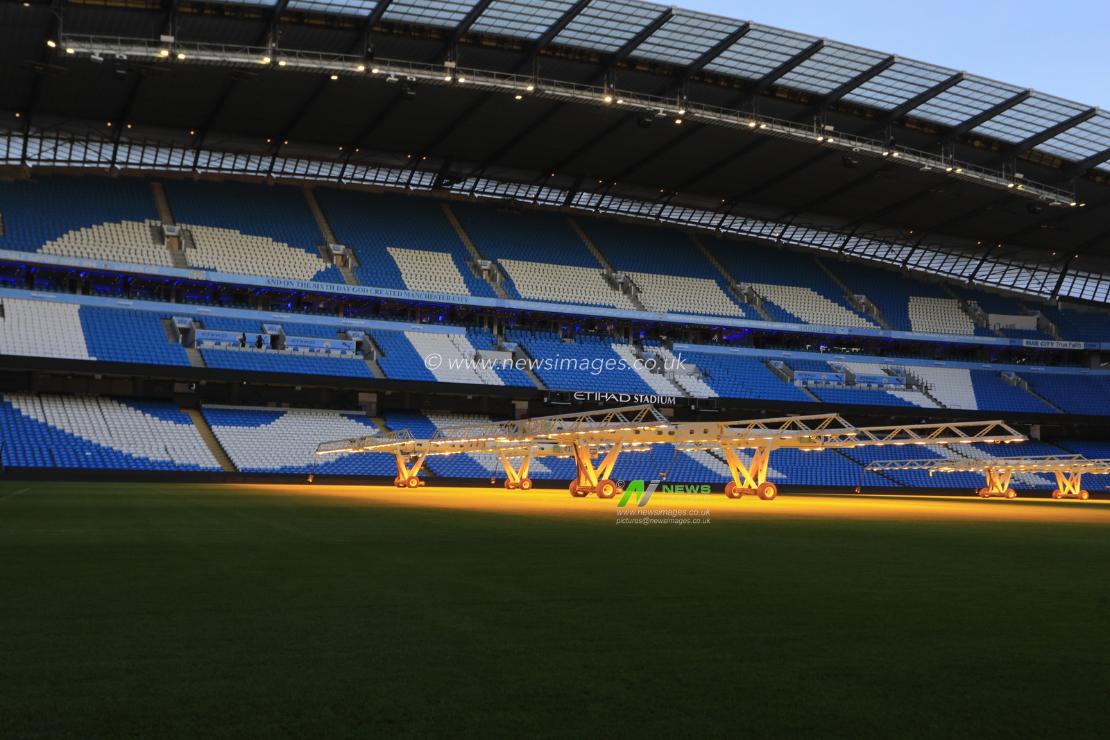 The pitch lights on after the The FA Women's Super League match Manchester City Women vs Manchester United Women at Etihad Campus, Manchester, United Kingdom, 11th December 2022

(Photo by Conor Molloy/News Images)