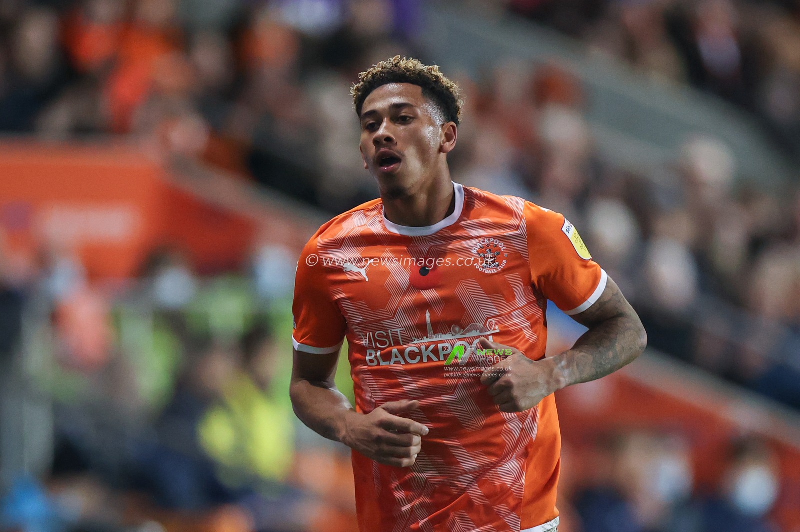 Jordan Gabriel #4 of Blackpool during the game