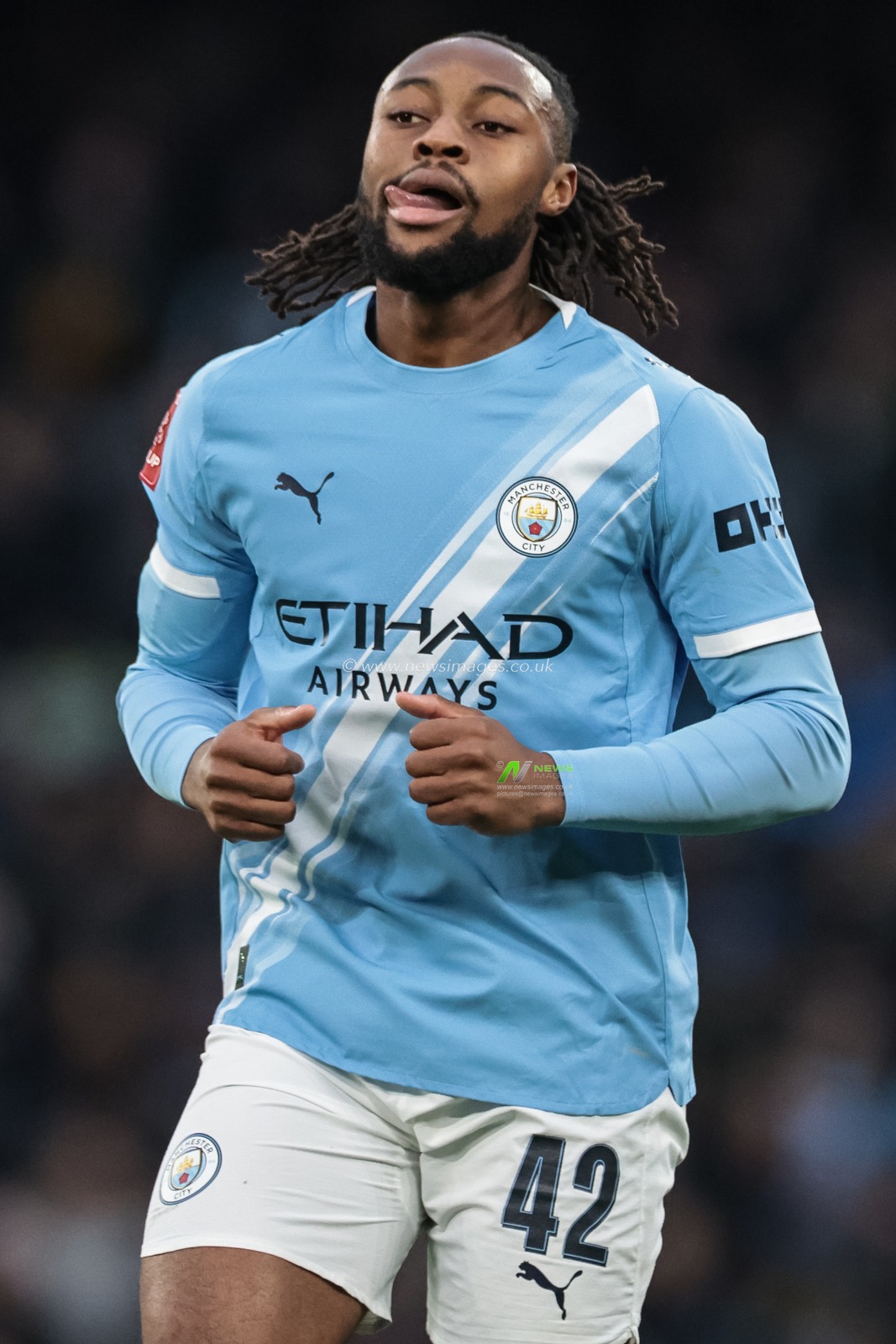 Antonie Semenyo of Manchester City during the Emirates FA Cup 4th Round match Manchester City vs Salford City at Etihad Stadium, Manchester, United Kingdom on 14 February 2026

(Photo by Mark Cosgrove/News Images)