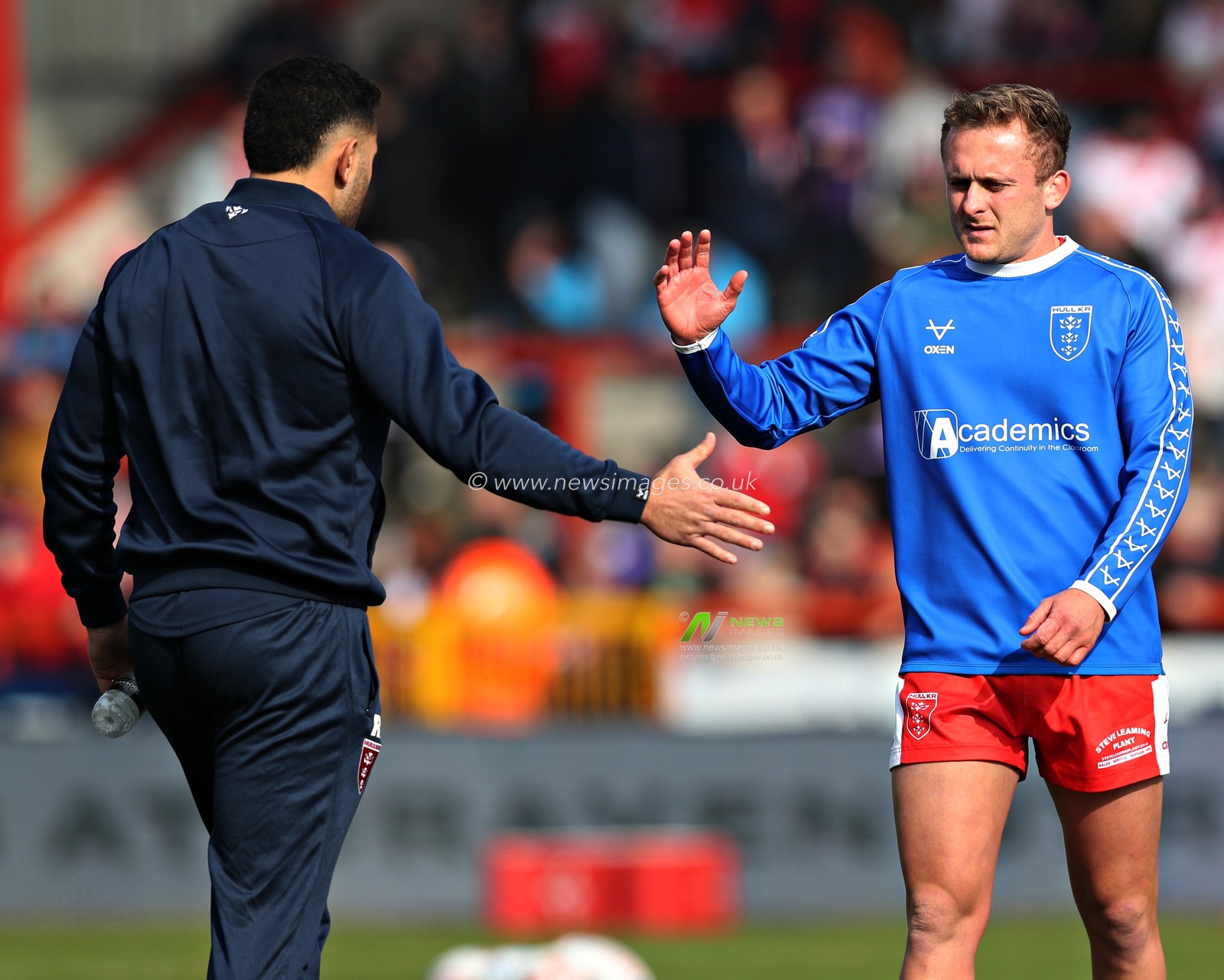 Rhys Martin and Jez Litten of Hull KR before the Betfred Super League Round 5 match Hull KR vs Leigh Leopards at Sewell Group Craven Park, Kingston upon Hull, United Kingdom, 22nd March 2025

(Photo by Sam Eaden/News Images)
