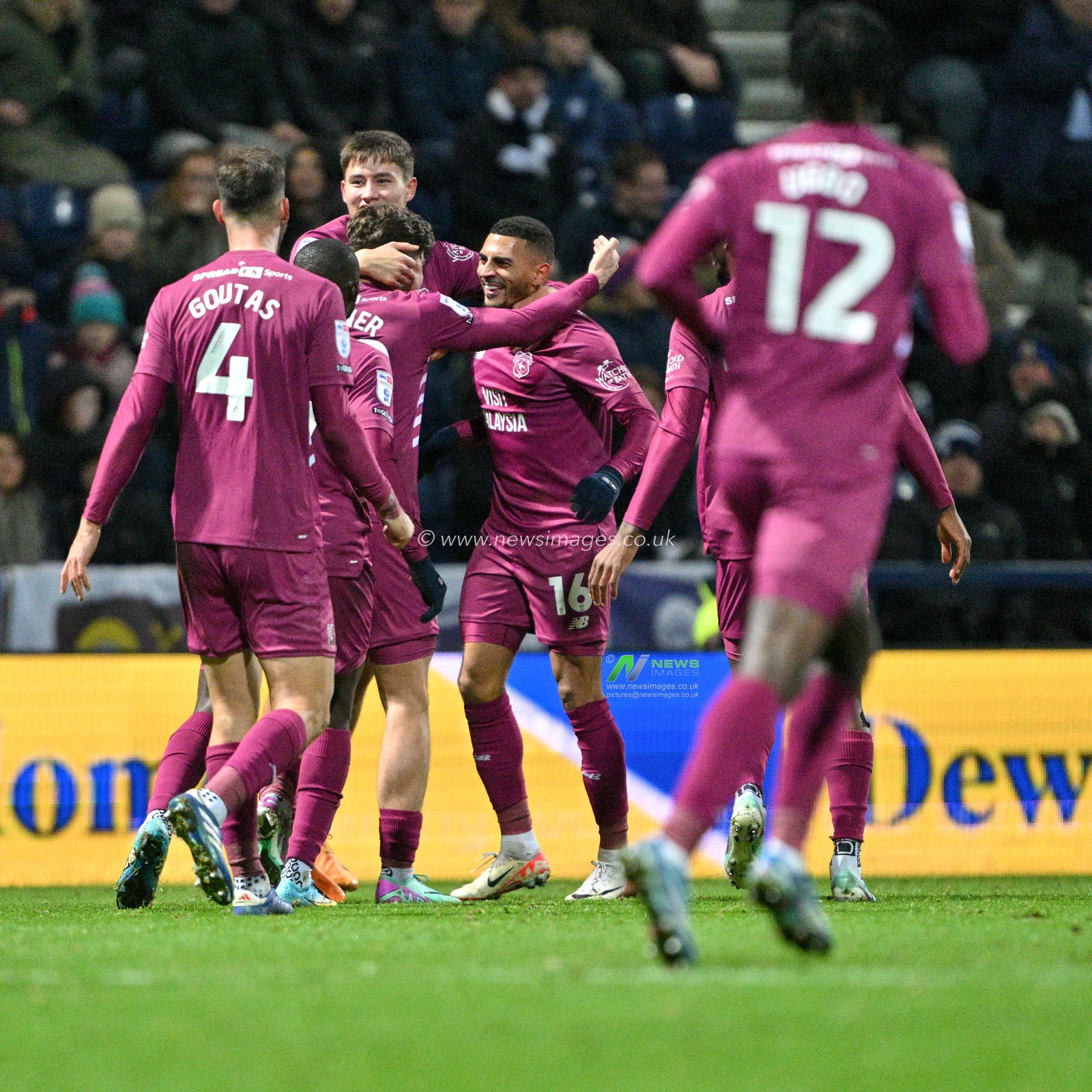 Karlan Grant 16# of Cardiff City Association Football Club celebrates his goal, during the Sky Bet Championship match Preston North End vs Cardiff City at Deepdale, Preston, United Kingdom, 25th November 2023

(Photo by Cody Froggatt/News Images)