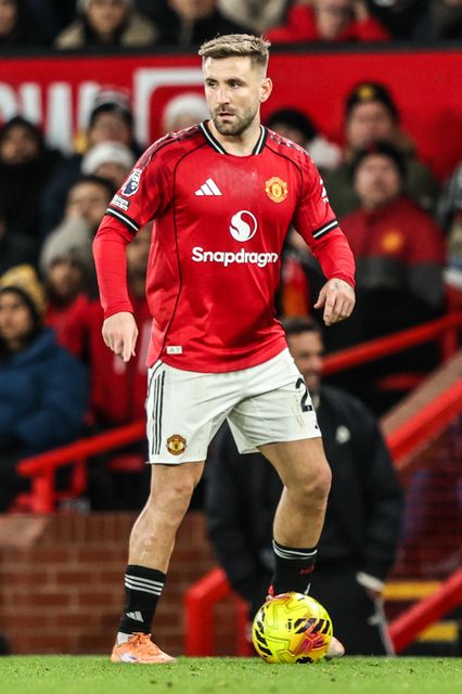 Luke Shaw of Manchester Untied during the Premier League match Manchester United vs Newcastle United at Old Trafford, Manchester, United Kingdom, 26th December 2025

(Photo by Alfie Cosgrove/News Images)

*** GER AUT SUI OUT ***